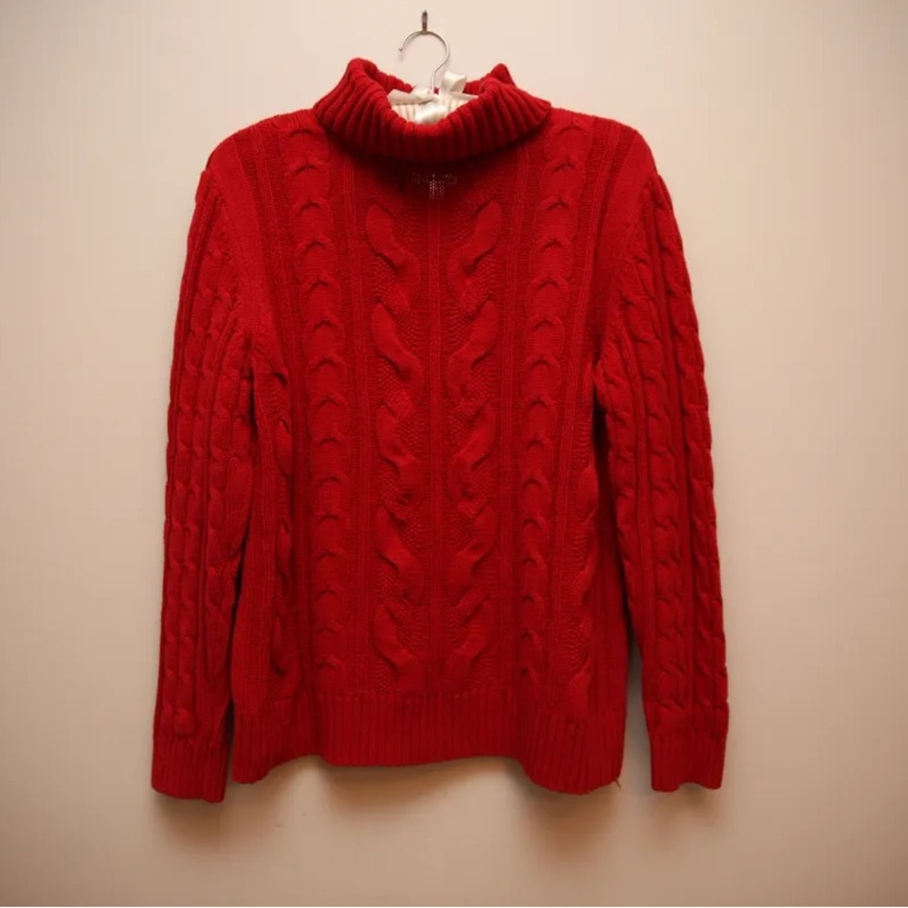 croft & barrow Red Cable Knit Turtleneck Sweater